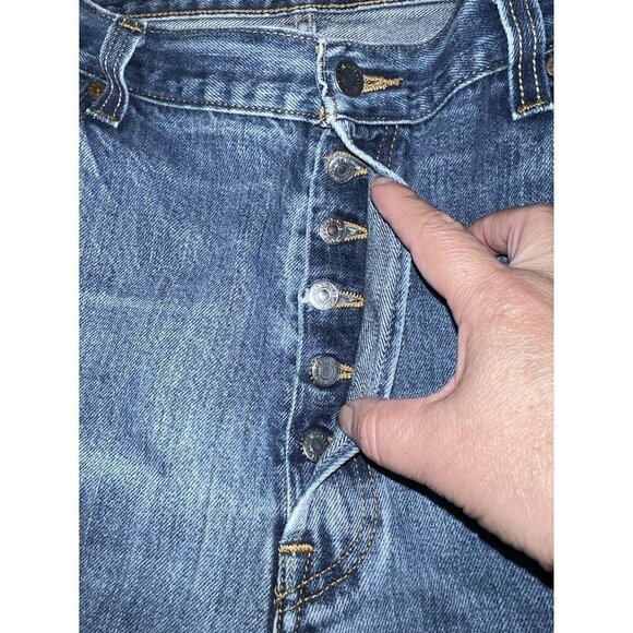 LEVIS 501 Button Fly Jeans Distressed L5155 S37303 STRAIGHT CUT W40 L27 - Picture 9 of 12